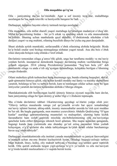 oila muqaddas qo’rg’on — DOCX