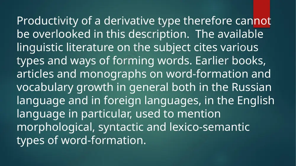 means of sound interchange. affixation on the contrary was productive in old english and is still one of the most productive ways of word formation in modern english. some of the ways of forming words in present- day english can be resorted to for the creation of new words whenever the occasion demands — these are called p r о d u с t i v e ways of forming w o r d s , other ways of forming words cannot now produce new words, and these are commonly termed n o n - p r o d u c t i v e or u n p r o d u c t i v e. for instance, affixation has been a productive way of forming words ever since the old english period; on the other hand, sound interchange must have been at one time a word-building means …