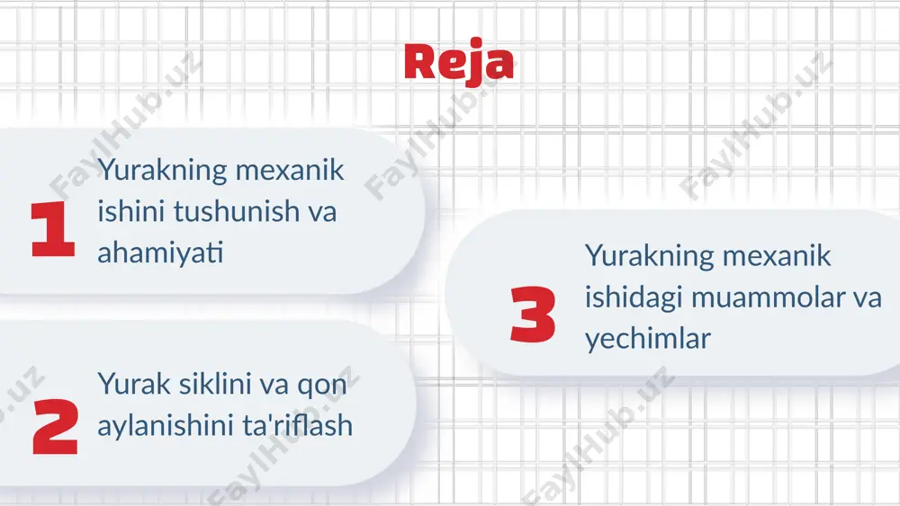 voz kechish kerak. yurak sikli: asosiy tushunchalar yurak sikli ikki asosiy bosqichdan iborat: diastola va sistola. diastola davrida yurak mushaklari bo'shashadi, qon yurakning yuqori qismiga (atriyaga) kiradi. bu bosqichda qonning to'planishi va yurakning to'ldirilishi amalga oshiriladi, bu esa qon aylanishidagi muhim vazifadir. sistola davrida yurak mushaklari qisqaradi va qon yurakdan tashqariga, qon tomirlariga chiqariladi. bu bosqich qon aylanishini ta'minlaydi, organizmga kislorod va oziq moddalar yetkazib berish uchun zarurdir. har ikkala bosqich yurakning mexanik ishini ta'minlab, qon aylanish jarayonini davom ettiradi. yurak siklida qon aylanishi yurakning mexanik funktsiyalari va qon aylanish jarayoni haqida batafsil ma'lumot. yurak qon aylanishini ta'minlovchi asosiy mexanik organ hisoblanadi. u qonning yurak orqali harakatini boshqaradi va qon aylanish jarayonini amalga oshiradi. yurakda oksigen va karbondioksidning almashinuvi qon orqali amalga oshiriladi. qon oksigen bilan to'yinib, o'zgarishlarga duchor bo'ladi va karbonat angidridni chiqaradi. arterial va venoz qon aylanishi o'rtasidagi aloqani tushuntirish uchun diagramma qo'shiladi. ushbu diagrammada qondagi oqim va …