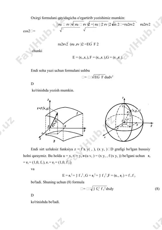 sirtdagi chiziqlar orasidagi burchak. sirt yuzi. sirtning ichki geometriyasi - Page 5