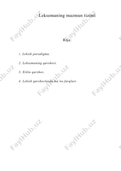 leksemaning mazmun tizimi — DOC