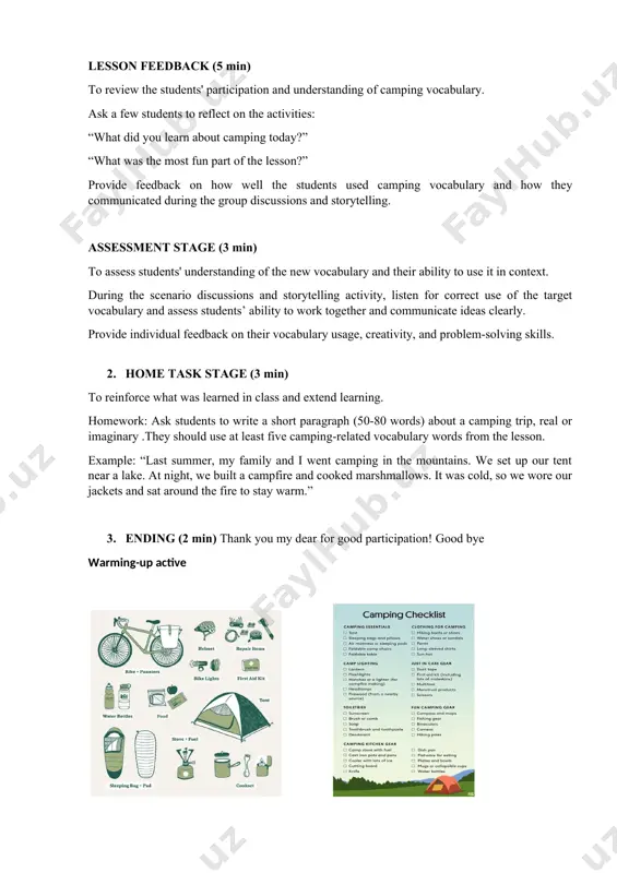 lesson plan - camping (7th grade english language) - Page 4