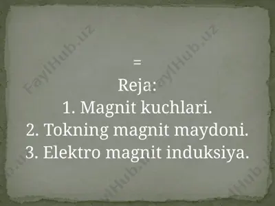 magnit maydoni toklarning o'zaro ta'siri — PPTX