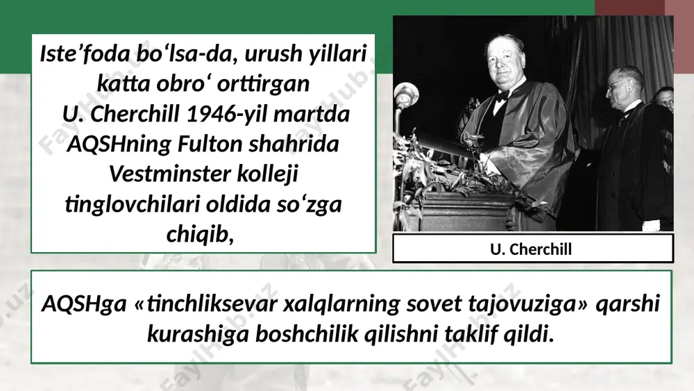 ikkinchi jahon urushidan keyingi xalqaro munosabatlar «sovuq urush»ning boshlanishi 10- sinf - Page 3