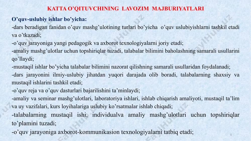 kiston respublikasi vazirlar mahkamasining 824-son qarori (31 dekabr 2020 yil); - oliy ta’lim mussasalarida oʻquv jarayoniga kredit-modul tizimini joriy etish tartibi toʻgʻrisida nizom; - “oliy ta’lim mussasalarida oʻquv jarayoniga kredit-modul tizimini joriy etishning tashkiliy masalalariga taalluqli hujjatlar namunalarini tasdiqlash toʻgʻrisida” oʻzbekiston respublikasi oliy ta’lim vazirining 30-sonli buyrugʻi (15 yanvar 2021 yil); - oʻzbekiston respublikasi adliya vazirligi tizimidagi ta’lim muassasalarida kredit-modul tizimini joriy etish chora-tadbirlari toʻgʻrisida oʻzbekiston respublikasi vazirlar mahkamasining 359-son qarori (10 iyun 2021 yil). 11 1999 yilda 29 ta yevropa davlatlarining ta’lim vazirlari bolonya deklaratsiyasini imzolashdi, unda asosiy e’tibor ects va umumyevropa diplom ilovasiga qaratildi. bunda ects ning vazifasi etib 2010 yilda yagonalashtirilgan oliy ta’lim tizimini yaratish emas, balki xalqaro “shaffoflik”ka erishish va mavjud ta’lim tizimlarini va malakalarini davlatlar va oliy oʻquv yurtlarining ta’lim siyosati sohasidagi avtonomligini saqlagan holda moslashtirish belgilandi. bolonya jarayoni – bu yevropa mamlakatlari orasida oliy ta’limni uygʻunlashtirish jarayonidir. u tushinish oson boʻlgan va oʻxshash oliy …