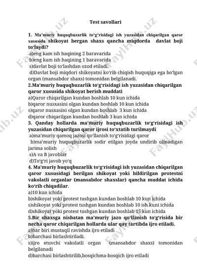 test savollari — DOCX