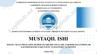 ma'lumotlarni muhofaza qilish usullari — PPTX