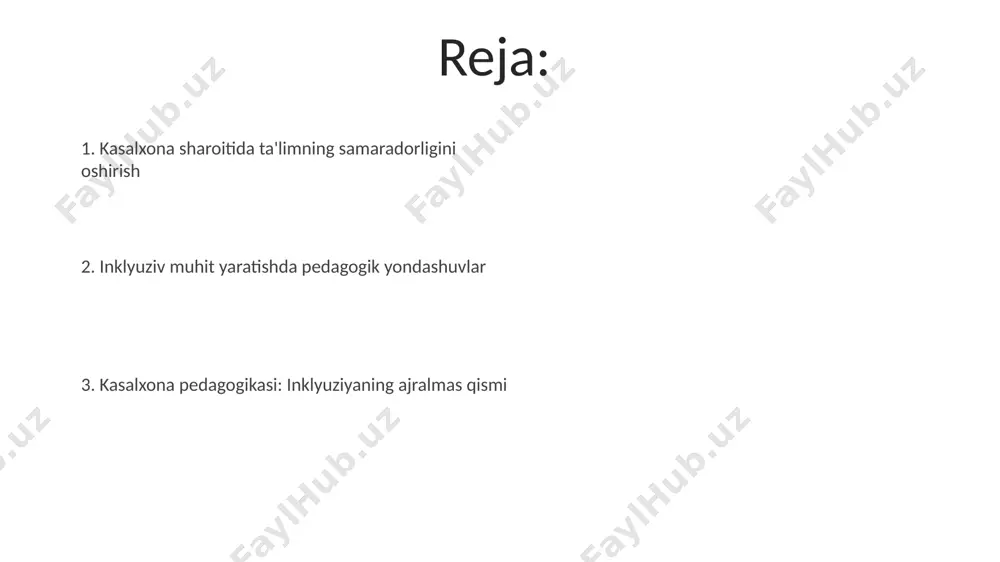 tanlab olindi va ular bolalar bilan ishlashning 4 ta yangi metodikasi bilan tanishtirildi. “psixologik-pedagogik qo'llab-quvvatlash” toshkent shahridagi 5-sonli bolalar shifoxonasida 10 dan ortiq mutaxassis jamoasi tomonidan 2023-yildan beri samarali amalga oshirilmoqda, bu yerda 300 dan ortiq bolaga yordam berildi. kasalxona pedagogikasi: inklyuziv ta'limning asosiy tarkibiy qismi qoraqalpog'iston respublikasidagi shifoxonalarda inklyuziv ta'limni rivojlantirish maqsadida 2023 yilda 3 ta yangi o'quv xonasi ochildi va 15 dan ziyod o'qituvchi malaka oshirdi. kasalxonalarda 5 yoshdan 15 yoshgacha bo'lgan 200 dan ortiq bolalar uchun mo'ljallangan maxsus o'quv dasturlari samarqand viloyati shifoxonalarida inklyuziv ta'limning muhim tarkibiy qismini tashkil etadi. inklyuziv ta'limning samaradorligini baholash samarqand viloyatida 2022-yilda amalga oshirilgan monitoring natijalariga ko'ra, inklyuziv sinflarda o'qiyotgan bolalarning 80% dan ortig'i ijtimoiy moslashuv ko'rsatkichlarini yaxshilashgan. inklyuziv ta'limning sifatini baholashda, 3 ta mezon – o'quvchilarning akademik yutuqlari, ijtimoiy-emotsional rivojlanishi va o'qituvchilarning malakasi hisobga olinishi lozim. ota-onalar bilan hamkorlik samarqand viloyatidagi bolalar shifoxonasida o'tkazilgan tadqiqot shuni ko'rsatdiki, ota-onalar bilan muntazam muloqot …