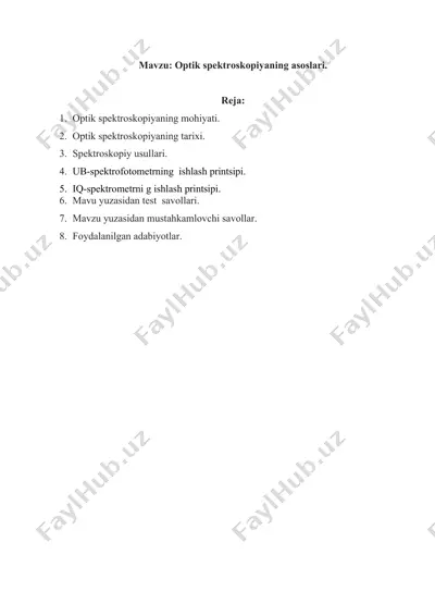 optik spektroskopiyaning asoslari. — DOCX