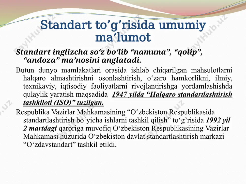 chizma chiziqlarining nomi, turlari, chizilishi va qoʻllanilishi keltirilgan. chizmada chiziqlarning yoʻonligi asosiy tutash chiziqning tanlab olingan yoʻonligiga nisbatan aniqlanadi. asosiy tutash chiziqning qalinligi buyum tasvirining oʻlchamlari, murakkabligi va formatiga qarab 0,5 mm dan 1,4 mm gacha yugʻonlikda olinadi. № nomi chizilishi asosiy chiziq nisbatan chiziqning yoʻonligi asosiy vazifasi 1. asosiy yoʻon tutash chiziq s koʻrinuvchi kontur chiziqlar, koʻrinuvchi oʻtish chiziqlari, chiqarilgan va qirqim tarkibiga kiruvchi kesim konturi chiziqlari. 2. ingichka tutash chiziq s/3 dan s/2 gacha chizmaning oʻzida bajarilgan kesim kontur chiziqlar. oʻlcham va chiqarish chiziqlar. shtrixovka chiziqlari. chiziq – chiziqlar. chiqoruv – chiziqlar. 3. tutash toʻlqinsimon chiziq s/3 dan s/2 gacha uzish chiziqlari, koʻrinish va qirqimlarni chegaralash chiziqlari 4. shtrix chiziq s/3 dan s/2 gacha koʻrinmas kontur chiziqlar koʻrinmas oʻtish chiziqlar 5. ingichka shtrix-puntir chiziq s/3 dan s/2 gacha markaziy va oʻq chiziqlari, chizmaning oʻziga yoki chiqarib bajarilgan kesimlar uchun simmetrik oʻqlar hisoblanuvchi chiziqlar. 6. uzuq chiziq s dan …