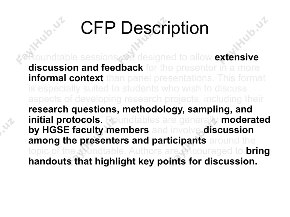 ndouts, powerpoint, and everything else well organized and at your fingertips make sure you have a good timekeeper 13 let’s start preparing! the primary focus of my talk is… the 2-3 points i want to communicate are… i would like to ask the audience for the following feedback… my co-presenters’ topics are… i see the following connections across our work… it might be difficult to make the following connections across our work… i would like our discussant to start the conversation off by… i would like our discussant to moderate the conversation by… i’ll be satisfied if i come away from this experience with… i’ll be disappointed if i come away from this experience with… 14 enjoy! you’ll be making many presentations over the course of your career. make good use of this conference! use this conference as a safe place to take risks and prepare for the future! good …