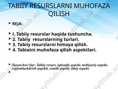 tabiiy resurslarni muhofaza qilish — PPTX