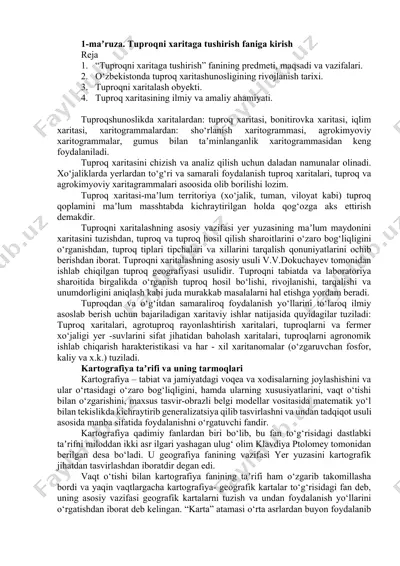 tuproqni xaritaga tushirish faniga kirish — DOCX