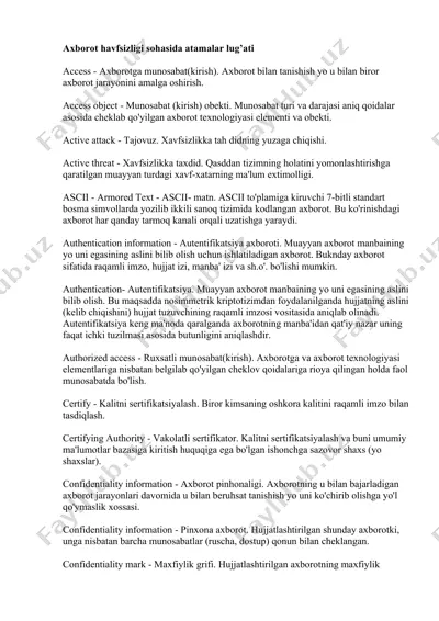 axborot havfsizligi sohasida atamalar lug’ati — DOCX