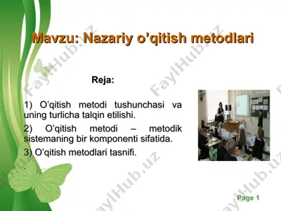nazariy o’qitish metodlari — PPT