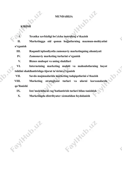 zamonaviy marketingning asosiy asoslari — DOCX