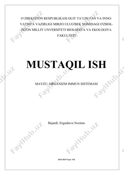 organizm immun tizimi va kasallik davolash — DOCX