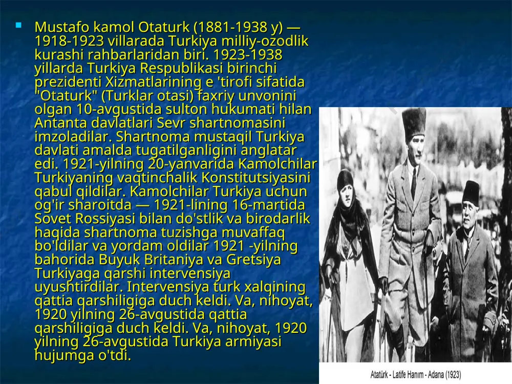 aqlab qolindi. ayni paytda, yangi hukumat 1921-yilning 26-fevralida sovet rossiyasi bilan ham shartnoma imzoladi. eron xalqining 1919— 1922-yillardagi milliy-ozodlik harakati izsiz ketgani yo'q. buning natijasida buyuk britaniya erondan o'z armiyasini olib ketishga majbur boidi. eron armiyasi va moliya tizimida ingliz maslahatchilarining ishlashi taqiqlandi. biroq inglizlar o'z ta'sirini saqlab qolaverdi. lekin 1922-yildan boshlab eron aqsh bilan yaqinlasha boshladi. 5 ta viloyatda neft qazish ishlarini ijaraga berdi. lekin ko'p o'tmay bekor qilindi. chunki ingliz-eron neft kompaniyasida ularning ta'siri kuchli edi. 1920—1922-yuiarda mamlakatda markaziy hokimiyatni kuchaytirish borasida jiddiy o'zgarishlar amalga oshirildi. chunonchi, separatchi kuchlar qarshiligi bostirildi. turli ko'rinishdagi qurolli kuchlar yagona armiyaga birlashtirildi. bu o'zgarishlar rizoxon nomi bilan bogiiq edi. 1923-yil oktabrida u bosh vazir lavozimini egalladi. 1925-yilning 31-oktabrida eron parlamenti (majlis) hojarlar sulolasi ag'darilganligini va hokimiyat rizoxonga topshirilganligini e'lon qildi. 12-dekabr kuni esa rizoxon eron shohi deb e'lon qilindi. 1929—1933-yilgi jahon iqtisodiy inqirozi davrida ishlab chiqarish 30— 40 foizga tushdi, gilam narxi …