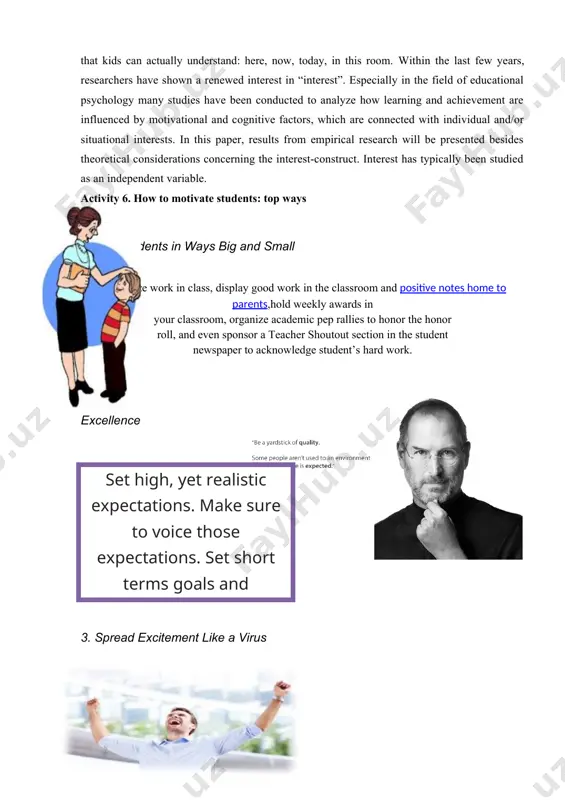 est are the same? do we need motivations in the lesson? what are learner differences? how are learner differences addressed as part of the educational sysytem? what are the best methods of instruction to address learner differences why teach for learner differences? image1.png image2.jpeg image3.gif image4.gif image5.gif image6.gif image7.gif image8.jpeg image9.jpeg image10.jpeg image11.jpeg image12.jpeg image13.jpeg image14.jpeg image15.jpeg lesson 1 3 . developing as a professional and the role of the teacher theme: learner differences, learner motivation and interests key words: personality, learning style, visual learner, audio learner, challenges, tactile learners, motivation, aptitude, goals, effective learning, top ways, prior knowlegde the objectives : · working in a different learner · ten tips to help you learning languag es in your life. · working in motivational activities · five types of motivations and interests teaching for learner differences. today’s teachers face many challenges in the classroom. teachers are expected to provide a …