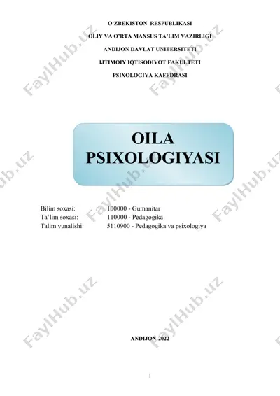 o‘ila psixologiyasi — DOC