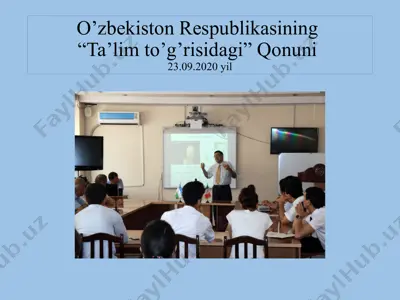 o’zbekiston respublikasining “ta’lim to’g’risidagi” qonuni — PPTX