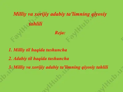 milliy va xorijiy adabiy ta'limning qiyosiy tahlili — PPTX