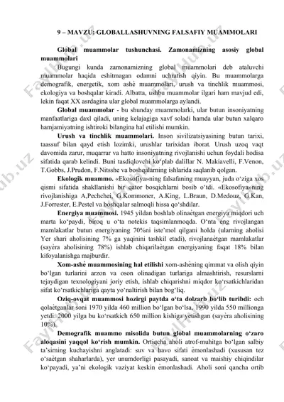 globallashtirishning falsafiy muammolari — DOCX