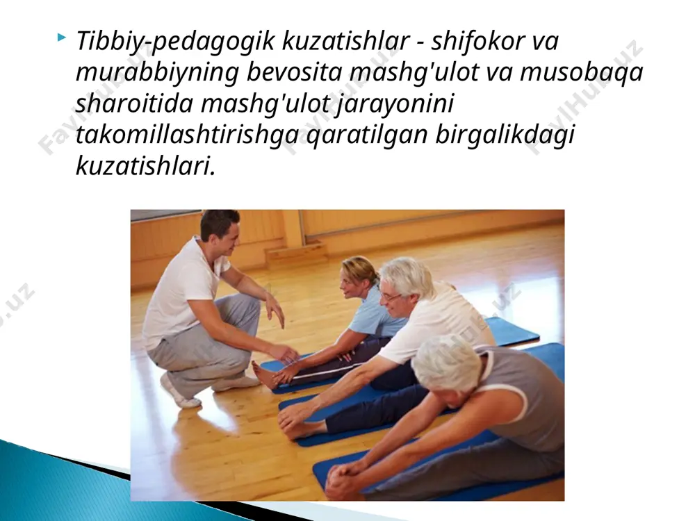 tga reaktsiyasini aniqlash imkonini beradi, bu o'quv va o'quv jarayonida yuklarni to'g'ri dozalash, funktsional buzilishlar va kasalliklarni erta aniqlashga yordam beradi. qo'shimcha maxsus yuk bilan sinov tadqiqot metodologiyasi vazifani ikkita talaba bajaradi, ulardan biri qo'shimcha yukga moslashishni o'rganadi, ikkinchisi esa uning samaradorligini baholaydi, ya'ni vaqtni soatlaydi, mashqni ball bilan baholaydi va hokazo. takroriy maxsus yuklarni sinab ko'ring sportchining maxsus tayyorgarlik darajasini va amaliy mashg'ulot rejimining uning tayyorgarligiga muvofiqligini aniqlash imkonini beradi. takroriy maxsus yuklar bilan sinovlar sport turi tabiatni yuklang takrorlashlar soni takrorlashlar orasidagi interval, min yengil atletika - sprinting - o'rta masofaga yugurish - uzoq masofalarga yugurish 60 m 100 m 200-400 m 4-5 4-5 5-8 3-4 4-5 5-8 suzish - qisqa masofalar uchun - uzoq masofalar 50 m 200 m 3-4 3-4 3-5 3-5 boks "soya boks" 3 min 3 3 gimnastika majburiy pol mashqlari 3 3-5 futbol oson yugurish bilan 5x3 seriyali yugurish 3 2-3 диаграмма1 ирисваев …