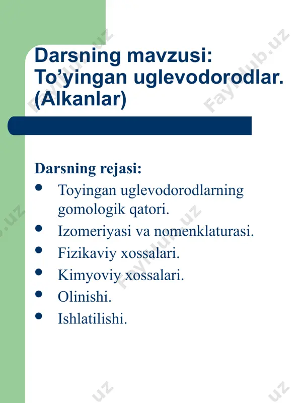 to’yingan uglevodorodlar (alkanlar) - Page 3