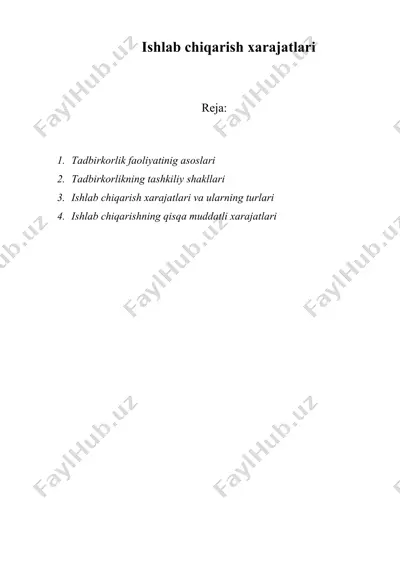 ishlab chiqarish xarajatlari 2 — DOCX