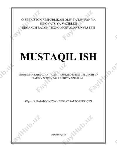 uslubchining kasbiy vazifalari — DOCX
