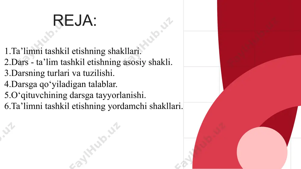 i asrda yan amos komenskiy tomonidan “buyuk didaktika” asarida nazariy jihatdan asoslab berildi va ommaviylashtirildi. olim pedagogikaga o‘quv yili, o‘quv kuni, dars, mashg‘ulotlar orasidagi tanaffus, o‘quv ta’tillari kabi tushunchalarni kiritdi. sinf-dars tizimi garchi 450 yil avval asoslangan bo’lsada, bugungi kunda ham keng ko’lamda qo’llanilib kelinmoqda. sinf - yoshi va bilimi jihatdan bir xil bo`lgan ma'lum miqdordagi o`quvchilar guruhidir sinf nima? dars nima? dars bevosita o‘qituvchi rahbarligida aniq belgilangan vaqt davomida muayyan o‘quvchilar guruhi bilan olib boriladigan ta’lim jarayonining asosiy shakli sanaladi. darsda har bir o‘quvchi xususiyatlarini hisobga olish, barcha o‘quvchilarning mashg‘ulot jarayonida o‘rganilayotgan fan asoslarini egallab olishlari, ularning idrok etish qobiliyatlari va ma’naviy-axloqiy sifatlarini tarbiyalash hamda rivojlantirish uchun qulay sharoitlar yaratiladi. xix asr oxiri xx asr boshlarida, aqliy rivojlanishida farqi bo‘lgan o‘quvchilarni o‘qitishda individuallashtirishga ahamiyat qaratish masalasi ayniqsa dolzarb xususiyat kasb etdi. shunga mos ravishda tanlab o‘qitish shakli yuzaga keldi. yevropa va aqshda, xx asr boshida o‘quvchilarning individual, faol, mustaqil …