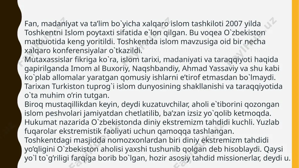 2007 yil toshkent islom madaniyati poytaxti deb e'lon qilinishining mazmuni va mohiyati - Page 5