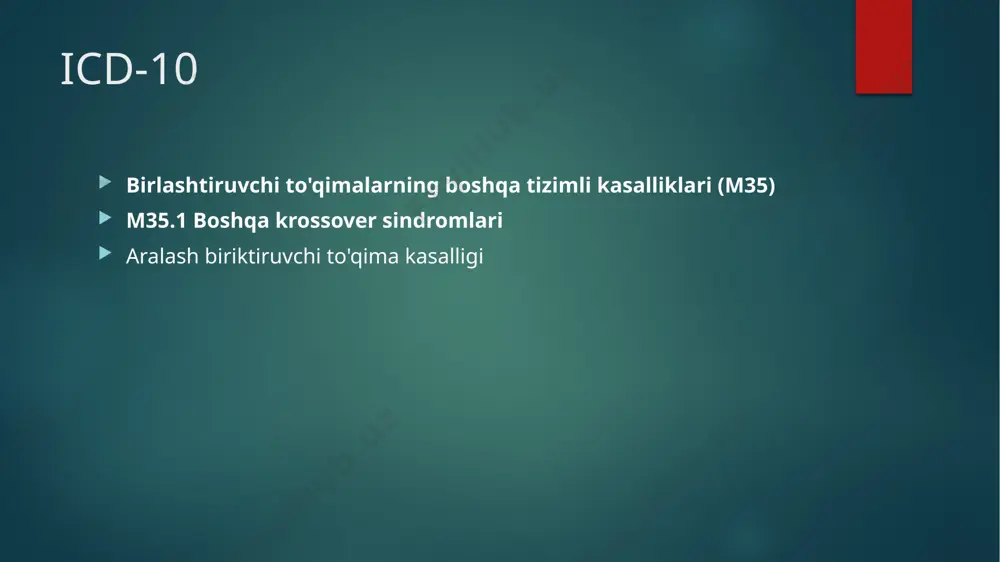 isidir. molekulyar taqlid ekzogen vositalar (infektsiyalar, dorilar, toksinlar, kimyoviy moddalar) - o'z-o'zidan bo'lmagan oqsillarning aminokislotalar ketma-ketligi uy egasidagi epitopni taqlid qilishi va antikorlar ishlab chiqarishni qo'zg'atishi mumkin. herv - bu inson retroviruslarining faol bo'lmagan ketma-ketligi , millionlab yillar oldin inson genomiga kiritilgan asl viruslarning izlari. herv foizida zardobdan ajratilgan dnkda 1-turdagi inson immunitet tanqisligi virusi (oiv-1) pol ketma-ketligi saqlanib qolganligi aniqlandi. u anti-u1 ribonukleoprotein (rnp) uchun ijobiy bo'lgan ssc bemorlarning 100% (n = 9) oiv-1 saqlanib qolgan pol ketma-ketligiga ega edi . bemorlarning zardobida retrovirus saqlanib qolgan pol ketma-ketligini aniqlash , 2004 yil. hervs herv “ allaqachon bilan yaqin homologiya i korporatsiyalangan herv-k virusi shuni ko'rsatadiki, oiv-1 vatkalari ushbu va boshqa retrovirus yoki virusli turlarga yoki ilgari inson genomida yashovchi patogen bo'lmagan ajdodlarga tegishli bo'lishi mumkin . nima sababdan, oiv-1 virusli oqsillari inson proteomasining katta namunasi bo'laklariga juda o'xshaydi . oiv-1 oqsillari tomonidan 22 oits bilan bog'liq otoantigenlarning keng qamrovli …