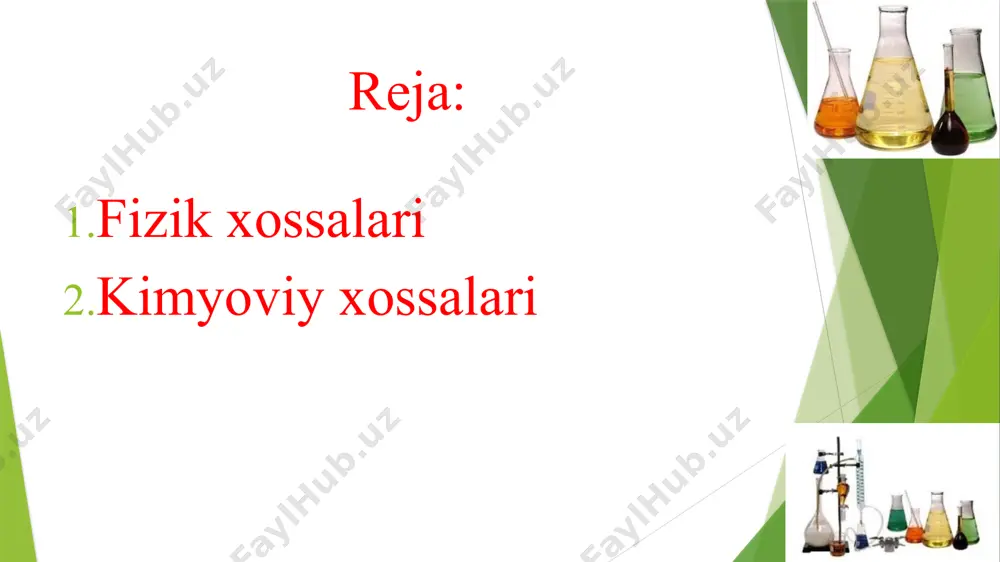 reaksiyasi kabi aldegidlarga xos sifat reaksiyasidir. polikondensatsiya aldegidni fenol bilan katalizatorlar (kislota yoki asos) ishtirokida qizdirilganda polikondensatsiya reaksiyasi sodir bo’ladi. reaksiya natijasida esa fenolformaldegid smolasi va suv hosil bo’ladi. polikondensatsiya reaksiyasi deb molekulyar og’irligi kichik bo’lgan molekulalardan kata molekulalar hosil bo’ladigan va bunda qo’shimcha moddalarning ajralishi (suv, spirt) bilan boradigan jarayonga aytiladi. image1.png image2.png image3.png image4.png image5.png image6.png image7.png image8.png image9.png image10.png image11.png image12.png image13.png image14.png image18.png image19.png image20.png image21.png /docprops/thumbnail.jpeg