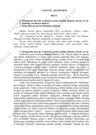 arabiston yarim orolida ijtimoiy-siyosiy axvol — DOCX