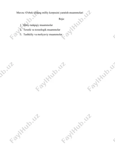 o'zbek tilining milliy korpusini yaratish muammolari — DOCX
