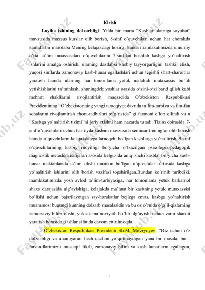 kasbga yo'naltirish tizimi — DOCX
