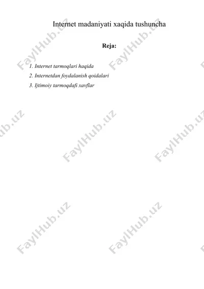 internet madaniyati xaqida tushuncha — DOCX
