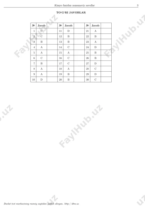 t 44,8 litr (n.sh.) aralashma (d(h2)=28,5) 160 g bromni biriktiradi. agar uglevodorodlar tarkibidagi uglerodlar soni o‘zaro teng bo‘lsa, alkenni toping. a) buten b) penten c) propen d) eten 24. miqdori 0,6 molga teng bo‘lgan toluol 1,3 mol nitrat kislota bilan nitrolanganda 3 xil nitrobirikma hosil bo‘ldi. agar hosil bo‘lgan aralashmadagi dinitrobirikma va trinitrobirikma miqdorlari (mol) yig‘indisi mononitrobirikma miqdoridan 2 marta ko‘p bo‘lsa, hosil bo‘lgan aralashmadagi trinitrobirikma miqdorini (mol) aniqlang. a) 0,2 b) 0,05 c) 0,1 d) 0,3 25. ch3 − c(och3)3 gidrolizlanishidan qanday kislota hosil bo‘ladi? a) chumoli kislota b) sirka kislota c) oksalat kislota d) etanol kislota 26. 0,05 mol fenolni bromlashda (2,4,6-tribromfenol hosil bo‘ladi) hosil bo‘lgan gazsimon mahsulotni neytrallash uchun 12%li kaliy gidroksid eritmasidan qancha massa (g) sarflanadi? a) 8,4 b) 70 c) 56 d) 16,8 27. saxaroza (a), maltoza (b), laktoza (c) gidrolizidan olinadigan uglevodlar to‘g‘ri juftlab ko‘rsatilgan javobni belgilang. 1) faqat glukoza; 2) galaktoza va fruktoza; …