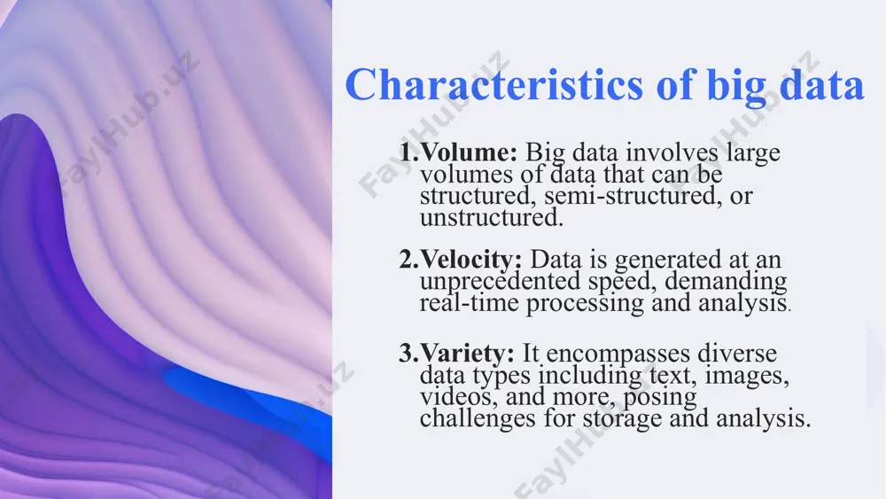 it helps in analyzing the data at a very faster speed. plotly is best suited for plotting or creating graphs and relevant components at a faster speed in an efficient way. 8 real-world applications of big data technology smart city development big data technology is essential for optimizing urban infrastructure and services in smart cities, enabling real-time data analysis for efficient resource management. healthcare analytics big data facilitates advanced analytics to improve patient care, drug discovery, and public health management in the healthcare industry. 9 future of big data technology 1 enhanced data security new encryption methods and decentralized storage for improved privacy and security. 2 ai integration growing integration of artificial intelligence to analyze and derive insights from massive datasets. 3 edge computing rise of edge computing for real-time data processing and reduced latency in iot environments. 10 image1.png image2.png image3.png image4.png image5.png image6.png image7.png image8.png image9.png image10.png image11.png