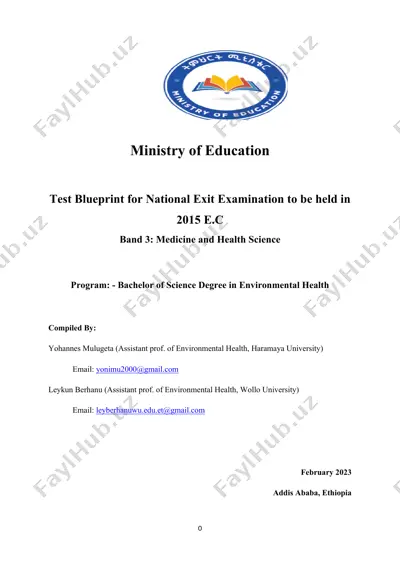 national exit examination test blueprint for bachelor of science degree in environmental health — DOC