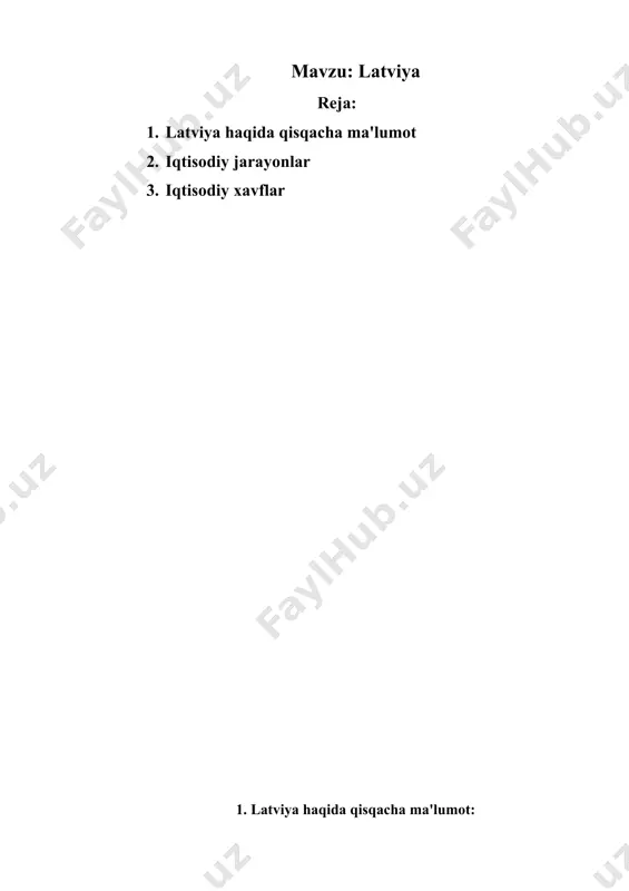 aturasi 16—18°, yanvarda boltiq dengizi sohilida —2°, —7°, sharqida —7°. yillik yogʻin 550–800 mm. aholisining koʻpchiligi latishlar (62%); ruslar, beloruslar, polyaklar, ukrainlar, litvalar va boshqa yashaydi. rasmiy til – latish tili. shahar axolisi 69,5%. dindorlari: protestant, pravoslav va katoliklar. yirik shaharlari: riga, daugavpils, liyepaya, yelgava, yurmala va boshqa. latviya – industrial-agrar mamlakat. yalpi ichki mahsulot tarkibida sanoatning ulushi 38,5%, qishloq xoʻjaligining ulushi 24,8%. sanoatida metallsozlik, energetika mashinasozligi, aloqa vositalari ishlab chiqarish, transport va qishloq xoʻjaligi mashinasozligi, elektrotexnika, radioelektronika, priborsozlik, kimyo va neft kimyosi, yengil va oziq-ovqat, farmatsevtika, parfyumeriya, sellyuloza-qogʻoz sanoati yetakchi tarmoqlardir. elektr energiya plyavinyas, kegums va riga geslarida hosil qilinadi (yiliga oʻrtacha 5,6 mlrd. kvtsoat). liyepaya metallurgiya zavodi, turli shaharlarda elektr mashinasozligi, gidrometeorologiya va yarimoʻtkazgich priborlari, dizelsozlik, elektropoyezdlar, texnologiya uskunalari, elektr lampa, qishloq xoʻjaligi mashinasozligi, ventilyator, radio, elektr asboblari, vagonsozlik, kema taʼmirlash va boshqa zavodlar bor. qurilish materiallari sanoatida koʻplab temir-beton konstruksiyalari, silikat gʻisht, drenaj quvurlari, shisha tola zavodlari, …