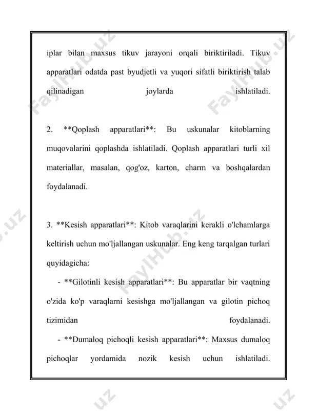 mirlash haqida ma'lumot berishda uchta asosiy aspektga e'tibor qaratish kerak. bular - apparatining mexanik qismlari, elektronik qismlari va dasturiy ta'minoti. quyidagi ma'lumotlar har bir aspekt bo'yicha tushunchalar beradi. 1. **mexanik qismlar:** kitob apparatlarining mexanik qismlari ichida eng muhim komponentlar - motorlar, uzatmalar (gears), va mexanik aktuatorlar (chiziqli qo'l tizimlari). mexanik komponentlar yillar davomida aşınma va yıpranma tufayli ta'mirlashga muhtoj bo'lishi mumkin. misol uchun, kitob apparatlaridagi mexanik uzatmalar taxminan 5000 soat uzoq faoliyatdan so'ng maxsus moylash yoki almashtirish talab qiladi. agar kitob apparati kundalik 8 soat ishlatilsa, har 625 foydalanish kuni (taxminan 2 yil) uzatma qismlari detal tekshiruvidan o'tkazilishi kerak. 2. **elektronika qismlari:** kitob apparatlarida elektronika komponentlari, masalan, sensorlar, mikrokontrollerlar va bosish motorlarini nazorat qiluvchi elektron kartalar ishlatiladi. elektron komponentlar ta'miri odatda diagnostika talab etuvchi murakkab ish bo'lib, maxsus asbob-uskunalar zarur bo'ladi. ichki elektr zanjirlarining doimiy ishidagi muvaffaqiyatsizliklar apparatning o'rtacha foizida kuzatiladi; foydalanish vaqtida har 2000 soatda sensorlar va elektron zanjirlar …