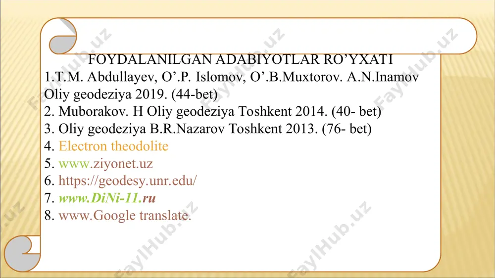 ega boʼlgan tekshiruchi truba; (b)- sanoq olish qurilmasi mikroskopining koʼrish maydoni. teodolit ot-02 1-taglik, koʼtarish vintlari bilan; 2-teodolitning alidada qismi; 3-vertikal doira alidadasining adilaki; 4-vertikal doira; 5-koʼrish trubasi; 6-optik mikrometr buragichi; 7-sanoq olish qurilmasining mikroskopi; 8-vertikal va gorizontal doiralarni oʼzgartiruvchi prizma; (b)- sanoq olish qurilmasi mikroskopining koʼrish maydoni.