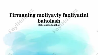 firmaning moliyaviy faoliyatini baholash — PPTX