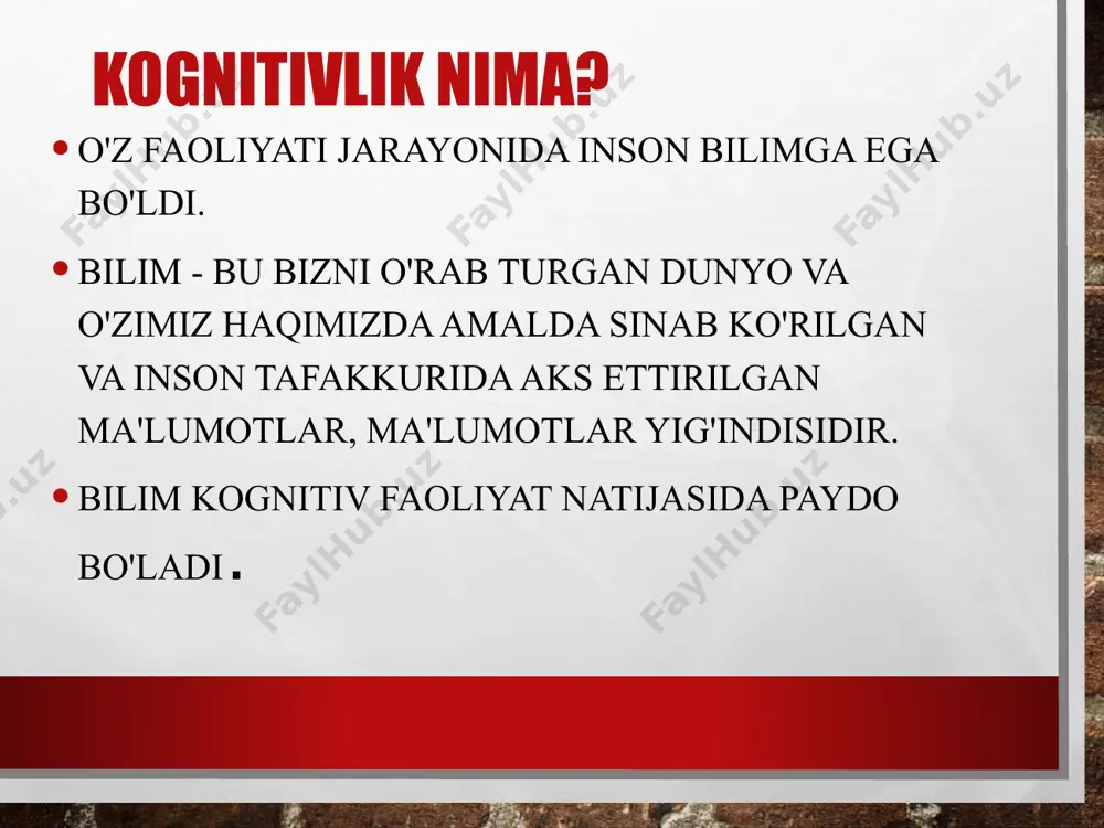 agnostitsizm "bilimga erishib bo'lmaydigan" (yunoncha) haqiqiy bilimga ega bo'lish imkoniyatini rad eting empiristlar "tajriba" (yunoncha) ular hissiy bilimlarga haqiqatga erishishda hal qiluvchi rol o'ynaydi ratsionalistlar "sabab" (lat.) aqlni haqiqat mezoni deb hisoblang pragmatistlar "harakat" (yunoncha) haqiqatan ham, bilim hayot muammolarini hal qilishga yordam beradi haqiqatning xususiyatlari misol: evklid geometriyasida uchburchak burchaklarining yig'indisi 180 gradusga teng, evklid bo'lmagan geometriyada u ko'proq yoki kamroq. misol: yer dumaloq o'ziga xoslik bu haqiqatning joy, vaqt va uni olishning boshqa shartlariga bog'liqligi ob'ektivlik bu na insonga, na insoniyatga bog'liq bo'lmagan bilimlarimiz mazmunidir to'g'ri maqsad shaxsga bog'liq emas, ob'ektiv haqiqatda mavjud subyektiv ma'lum bir bilish sub'ekti (shaxs, guruh, jamiyat) tomonidan belgilanadi. misol : yupiter sayyorasi quyosh atrofida aylanadi. misol : evgeniy dyuring marksizmga qarshi chiqdi, marksga esa bunday iqtisodiy siyosat kontseptsiyasi adolatli tuyuldi. mutlaq haqiqat bu shubhasiz, o'zgarmas, ob'ekt yoki hodisa to'g'risida bir marta va umuman tasdiqlangan bilimdir. u o'rganish mavzusini to'liq tugatadi va bilimlarni yanada …