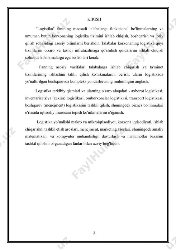 un kiritadigan joylar kiradi. axborot - har qanday logistika tizimi buyurtmalarni, yuklarni tashish va tashish uchun talablarni, zaxiralar darajasini va boshqalarni uzatuvchi axborot va boshqarish quyi tizimidan foydalanib boshqariladi. binobarin, axborot logistikasi - bu material oqimini kuzatib boradigan va ta'minot, ishlab chiqarish va marketing o'rtasidagi bog'liq bo'lgan ma'lumotlar oqimini tashkil etadigan logistika sohasi. logistikaga bo'lgan ehtiyoj xususiy sektorda ham, davlat sektorida ham yuzaga keladi. logistik qarorlarda qatnashuvchilar: ishlab chiqaruvchilar, yetkazib beruvchilar, transport agentliklari, iste'molchilar, davlat idoralari. xususiy sektorda iste'molchi ishlab chiqaruvchining mahsulotlariga talabga ega. ishlab chiqaruvchi yetkazib beruvchi sifatida ishlaydi. u transport agentliklari bilan korxonaga xom ashyo va tayyor mahsulotni korxonalardan bozorlarga o'tkazish bo'yicha muzokaralar olib boradi. shunday qilib, transportga bo'lgan talab hosil bo'lgan talabdir. hukumat bozor faoliyatining umumiy qoidalarini belgilaydi va transport infratuzilmasining ishlashini qisman ta'minlaydi. davlat sektorida hukumat mahsulotning bir qismi (masalan, harbiy ehtiyojlar sohasida) buyurtmachi, iste'molchi va yetkazib beruvchisi sifatida ishlaydi. logistika zanjiri - bu tashqi, moddiy …