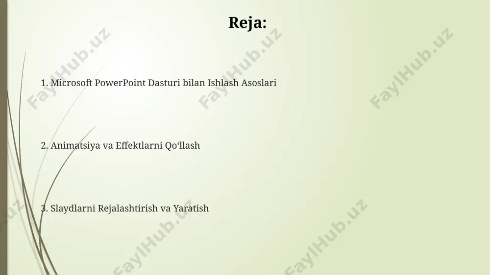 uni png yoki jpg formatida 1024x768 piksel o'lchamda saqlashingiz mumkin. bu rasm sifatini yaxshilaydi. powerpoint’da 10 ta slayddan iborat taqdimot tayyorlashda, har bir slaydga 7 dan oshmasligi kerak bo'lgan nuqtalarni joylashtirib, matn hajmini samarqand shahridagi katta auditoriya uchun moslashtirishingiz mumkin. microsoft powerpoint dasturi bilan tanishuv powerpoint’dagi “smartart” vositasi yordamida 3 xil turdagi grafikalarni (masalan, ro'yxatlar, jarayonlar, iyerarxiyalar) yaratishingiz va ularni samarqanddagi biznes-rejalarga qo'shishingiz mumkin, bu esa vizual tushunarlilikni oshiradi. microsoft powerpoint'da 10 dan ortiq turli xil animatsiya effektlarini qo'llash orqali taqdimotingizni jozibador va tushunarli qilishingiz mumkin, masalan, "fade" yoki "fly in" effektlarini toshkentdagi seminar ishtirokchilari uchun namoyish qilish mumkin. taqdimotingizga 50 tagacha slayd qo'shishingiz va har bir slaydda matn, rasmlar, diagrammalar va jadvallarni birlashtirib, ma'lumotlarni samarali tarzda taqdim etishingiz mumkin, bu esa andijondagi marketing tadbirlariga juda mos keladi. slaydlarni yaratish va tahrirlash slaydlarni yaratishda, 16:9 nisbatidagi keng ekranli formatdan foydalanish tavsiya etiladi, chunki bu ko'plab displeylar uchun standart hisoblanadi va …