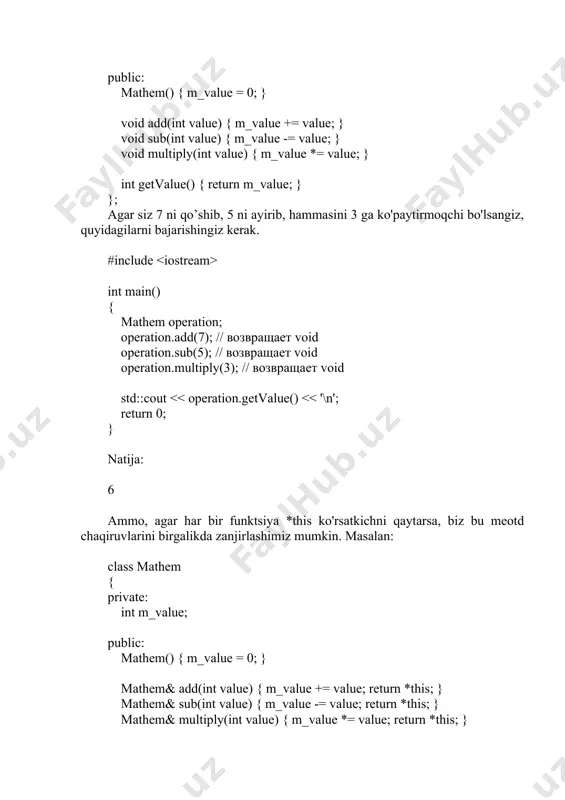 c++ dasturlash tilida this ko'rsatkichi - Page 5